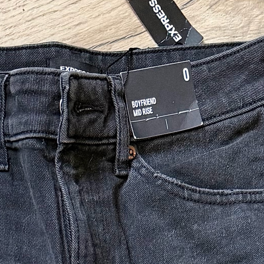 Express Black Distressed Boyfriend Jeans